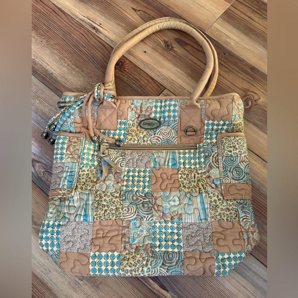 Donna Sharp Quilted Patchwork Purse Handba Double… - image 1